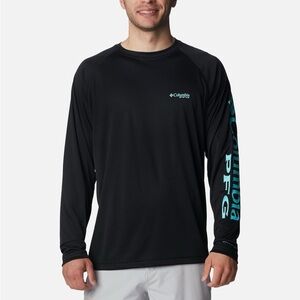 Columbia PFG Terminal Tackle Long Sleeve Shirt Men’s Size XL in Black & Teal EUC